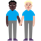 Men Holding Hands- Dark Skin Tone- Medium-Light Skin Tone emoji on Microsoft